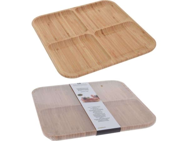 Excellent Houseware Treplate BAMBOO delt firkantet brettplate 30x30 cm