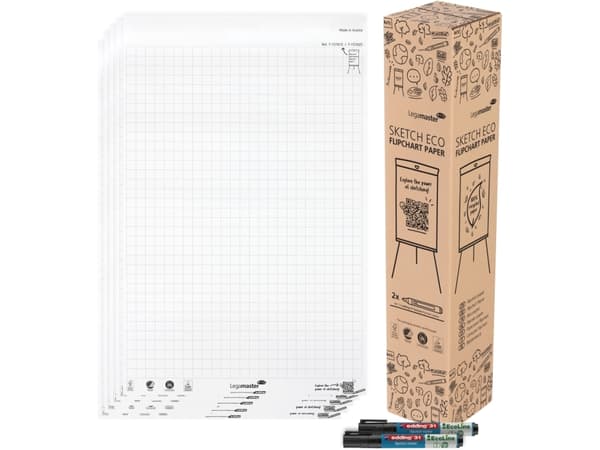 Legamaster SKETCH ECO paper pad grid 5x 20 sheets, Paper, 0.12 mm, 650 mm, 980 mm, 4.99 kg, Austria