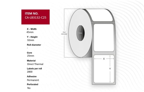 Capture Label 45 x 32mm, Core 25mm,