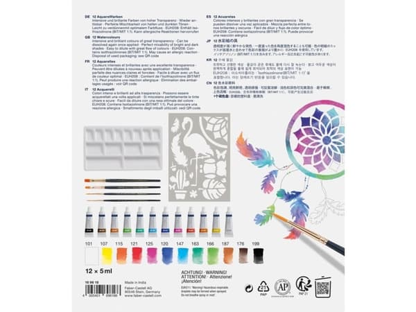 Faber-Castell Creative Studio Watercolour Painting Set, Målning, Målarpensel, Multi, Adult/Child, 18 styck