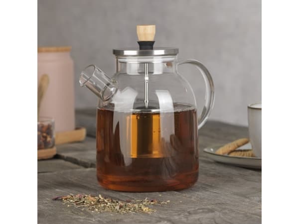 BEEM Teekanne 1500ml, Enkel tekanne, 1500 ml, Gjennomsiktig, Glass, 12 kopper, Bryggefilter
