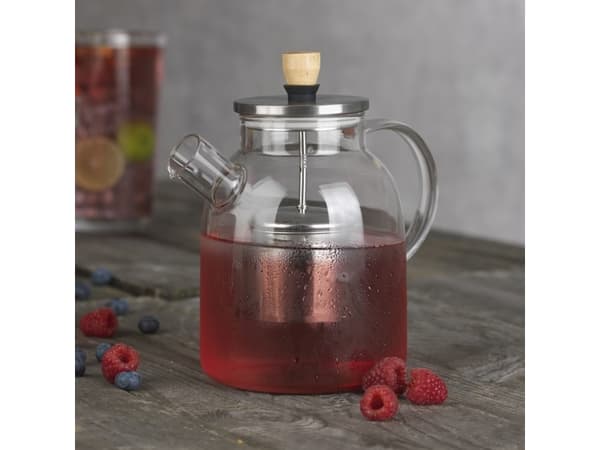 BEEM Teekanne 1500ml, Enkel tekanne, 1500 ml, Gjennomsiktig, Glass, 12 kopper, Bryggefilter