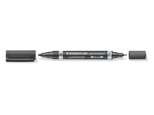 STAEDTLER Lumocolor duo - Twin-tip-markør - permanent - svart - 1.5 mm / 0.6 mm - medium / fin