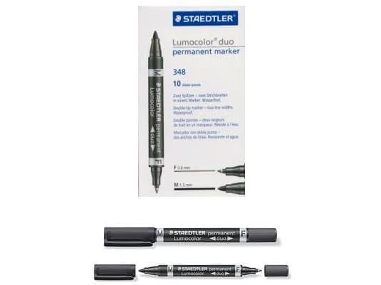 STAEDTLER Lumocolor duo - Twin-tip-markør - permanent - svart - 1.5 mm / 0.6 mm - medium / fin