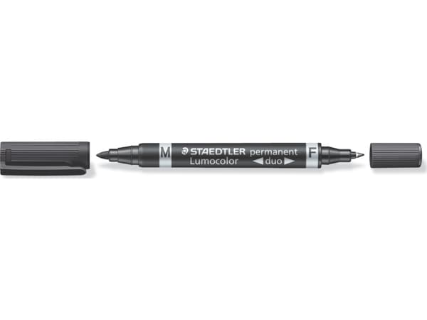 STAEDTLER Lumocolor duo - Twin-tip-markør - permanent - svart - 1.5 mm / 0.6 mm - medium / fin