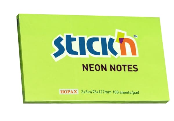 Muistilappu 76x127 100 arkkia Neonvihreä - (12 kpl)