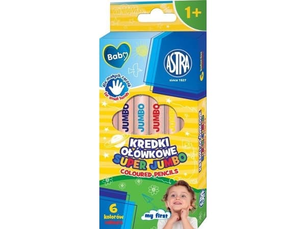 SUPER JUMBO runda blyertspennor ASTRA BABY - 6 färger