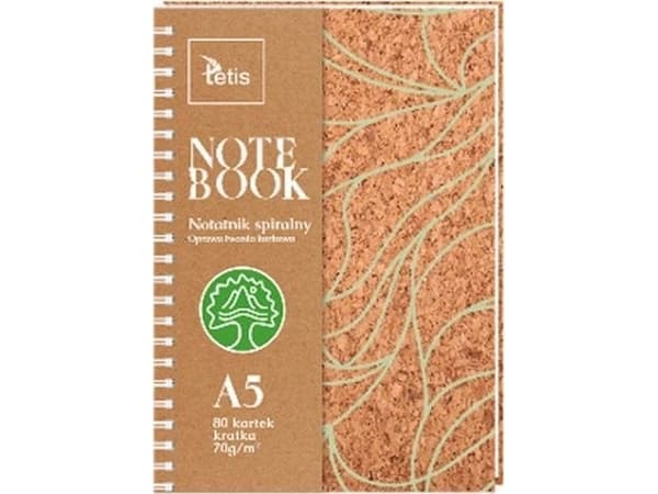 A5 NOTATBOK, KORKINNBINDING, 70g/m2, 80 ARK