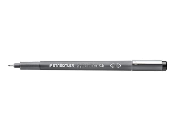 Staedtler Pigment Liner 308, Svart, Fin, Svart, Grå, Rund, Pigmentbaserat bläck, 0,6 mm