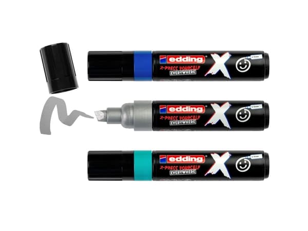 Edding 6900 X Multimarker, Blå, Sølv, Turkis, Meisel tupp, Resirkulert plast, Wood/laminate, 2 mm, 1 cm