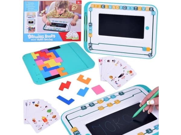 Pedagogisk 3in1 LCD whiteboard + kort för att lära ut engelska TA0113
