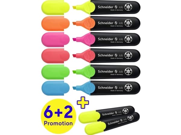 Schneider Skriveinstrumenter Job Highlighters Assorted Colors Pakke med 6 (115068)