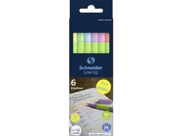 Schneider skrivinstrument Roller ball fineliner Line-Up pastell 6-pack fodral, assorterade, 5+1 kampanj 191085 1 st
