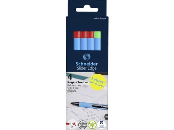Schneider skrivinstrument Kulspetspenna Slider Edge XB 4-pack pennask, lärarkorrigeringssats 152272 Kuglepen N/A 1 st
