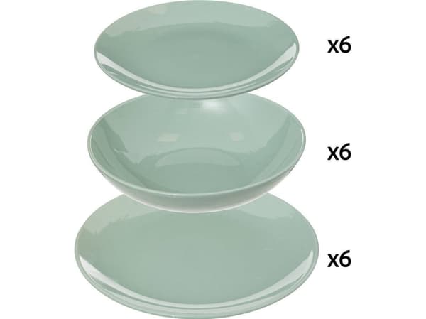 Secret de Gourmet servis 6-personers COLORAMA i mintgrönt, 18 delar