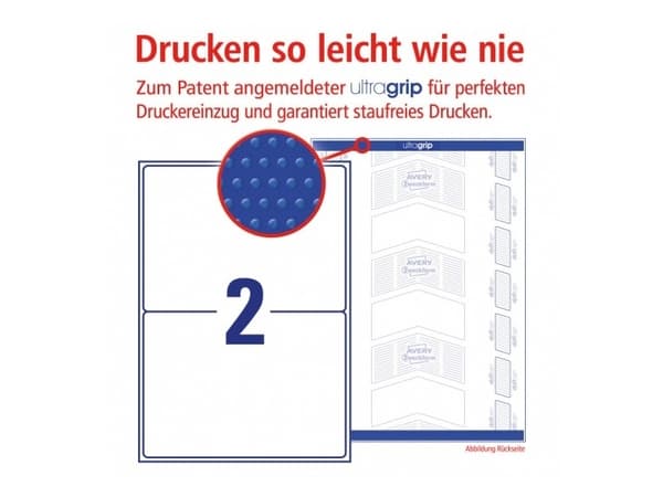 Avery 7168-10, Vit, Rektangel, Permanent, 199.6 x 143.5 mm, A4, papper