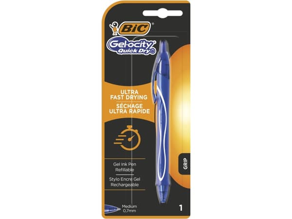 BIC 964765, Indragbar gelpenna, Blå, Blå, Medium, Rund, 0,7 mm