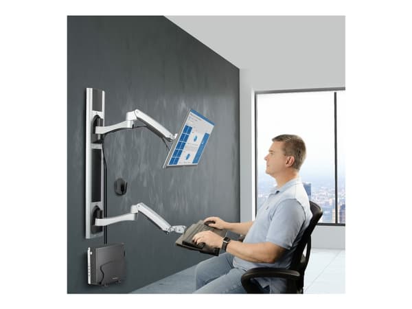 StarTech.com Wall Mount Workstation, VESA Mount For 32" Monitors (22lb/10kg), Fully Articulating Arms For Single Monitor Mount & Keyboard Tray, Inclu