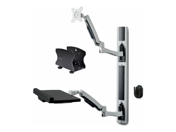 StarTech.com Wall Mount Workstation, VESA Mount For 32" Monitors (22lb/10kg), Fully Articulating Arms For Single Monitor Mount & Keyboard Tray, Inclu