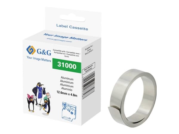 G&G Prægebånd,skrifttape Aluminium Båndfarve: Sølv 12.6 mm 4.8 m