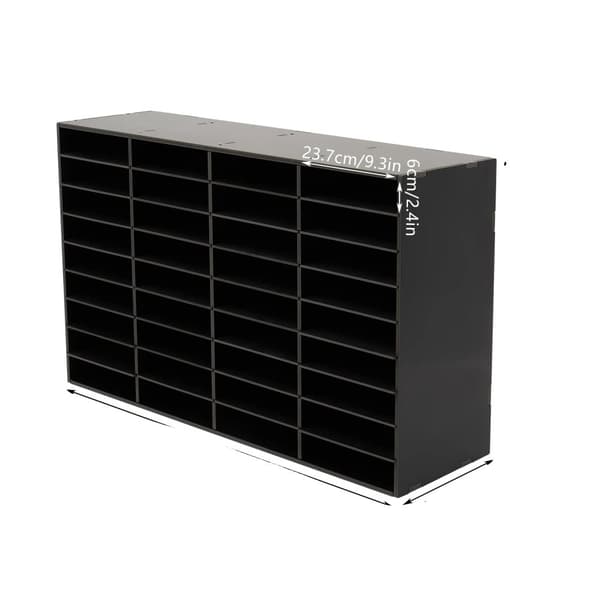 Litteraturorganisator, 36 rum, holdbar PVC-konstruktion,sort, 21 celler og op