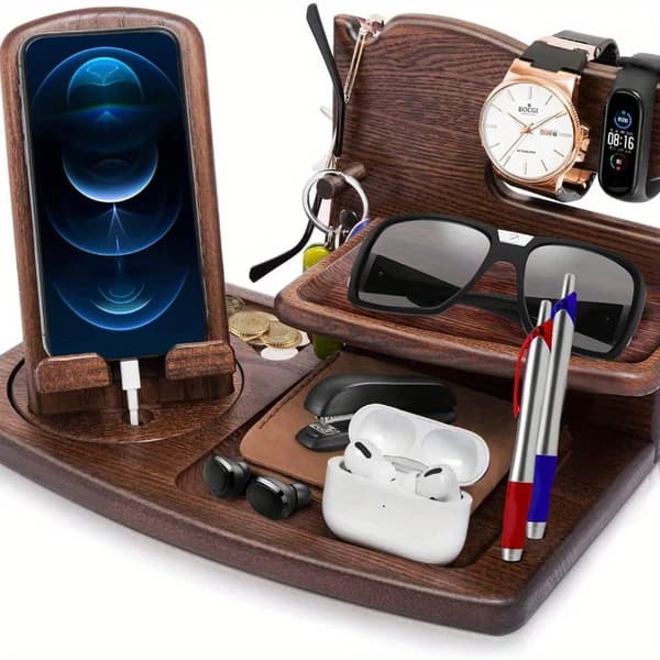 Elegant Trätelefonhållare, Multifunktionell Organisatör, Miljövänlig Design,Variant1