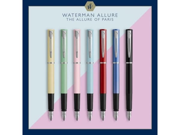 Waterman 2105222, Blå, Påfyllning med bläckpatronssystem, Blå, Krom, Rund spets, Ambidextrous