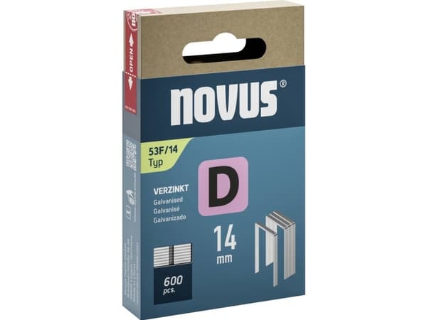 Novus Office 042-0792 Hæfteklammer Type 53F 600 stk Dimensioner (L x B x H) 14 x 11.3 x 14 mm