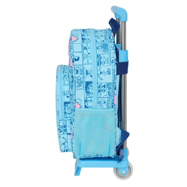 School Rucksack with Wheels Snoopy Love Blue 26 x 11 x 67 cm 26 x 34 x 11 cm