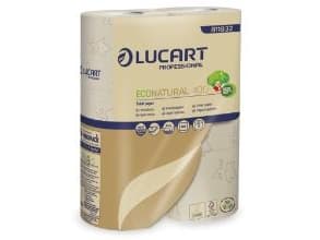 Toiletpapir Lucart EcoNatural 2-lag Ø12cm L44mxB9.6cm Genbrugsfiber Natur,5 pk x 6 rl/krt