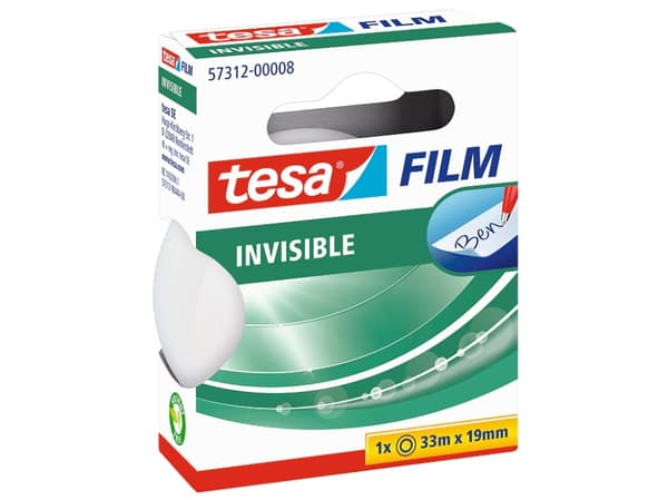 Tesafilm Invisible - Kontortape - 19 mm x 33 m - polypropylenfolie - transparent