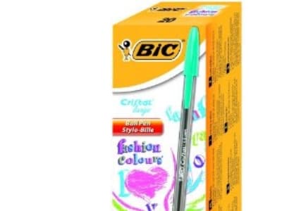 BIC Cristal large, Klämma, Kulspetspenna, pinnformad, Blå, Grön, Rosa, Violett, 20 styck