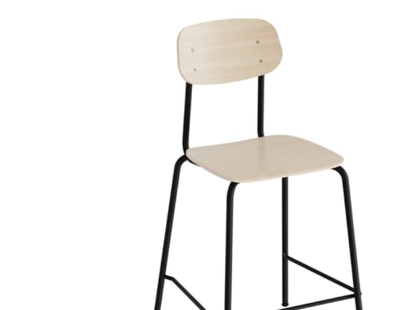 Barstol Atlas 2111BS, vitpigmenterad eklaminat, svart ram