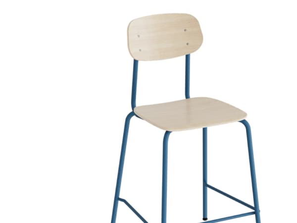 Barstol Atlas 2111BS, vitpigmenterad eklaminat, blått underrede