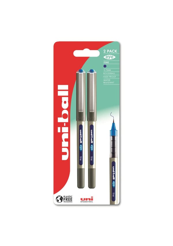 Uni-ball eye-157 fine - 2stk Blå Rollerpenne stregbredde 0,5mm fine