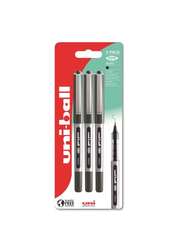 Uni-ball eye 150 3 stk sorte Rollerpenne stregbredde 0,2mm micro
