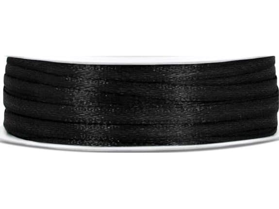 Sort satinbånd 3mm