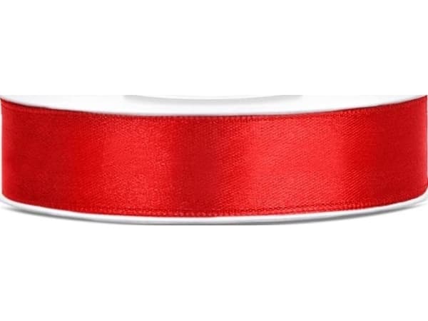 Rød satinbånd 12mm