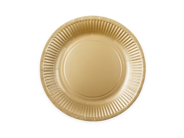 Guld paptallerkner, 23cm 8 stk