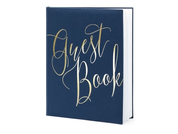 PartyDeco Gästebuch, 22 sidor, Inbunden, Blå, Guld, 200 mm, 245 mm