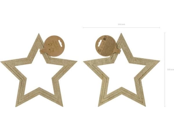 Trästjärnor med guldglitter