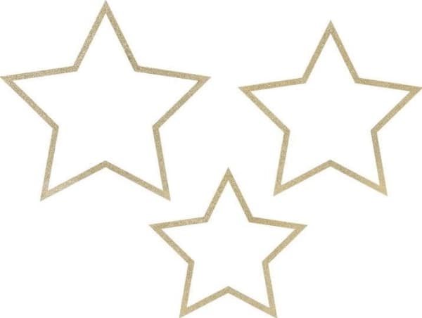 Trästjärnor med guldglitter
