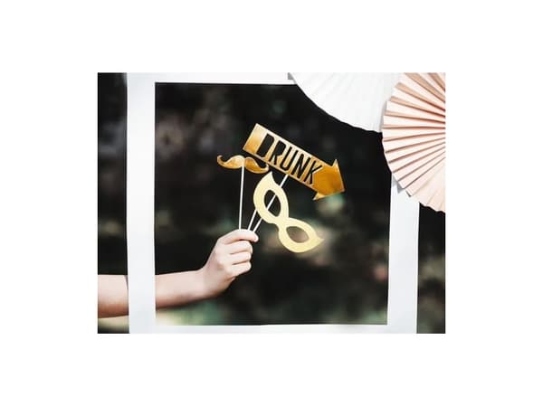 PartyDeco KNP24-019-KARTON, Photo booth prop, papper, Guld, Vuxen, Alla, Helgdagar