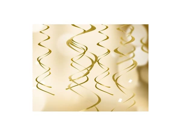 Party Deco Swirls, gull, 60 cm, 5 stk