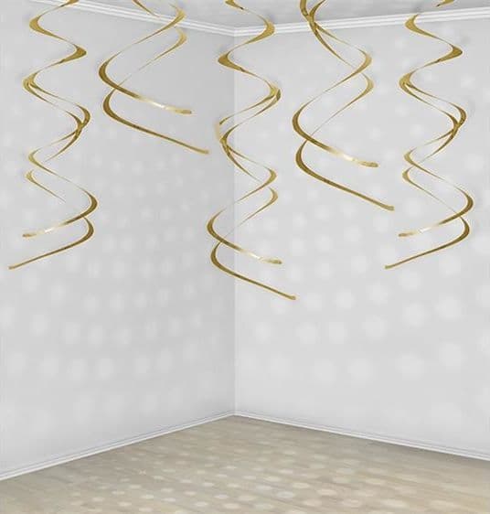 Party Deco Swirls, gull, 60 cm, 5 stk