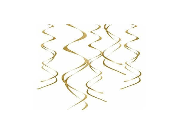 Party Deco Swirls, gull, 60 cm, 5 stk