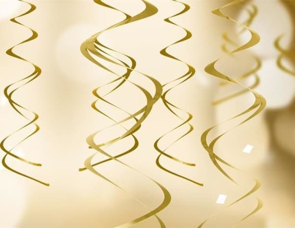 Party Deco Swirls, gull, 60 cm, 5 stk