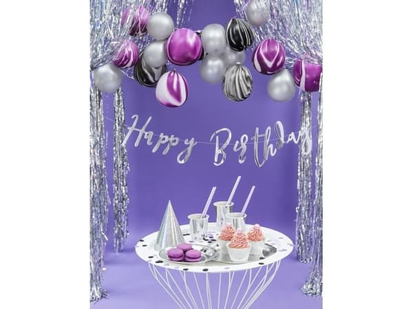 Happy birthday banner sølv