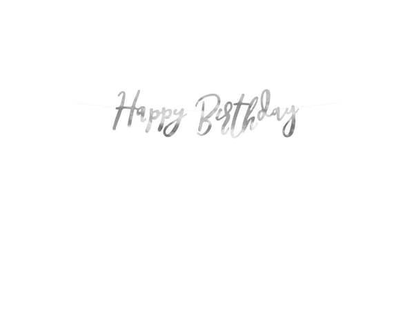 Happy birthday banner sølv