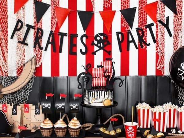 PartyDeco GRL86-010, Lippuviiri, Paperi, Musta, Yksivärinen, Juhlateema, Kirjain